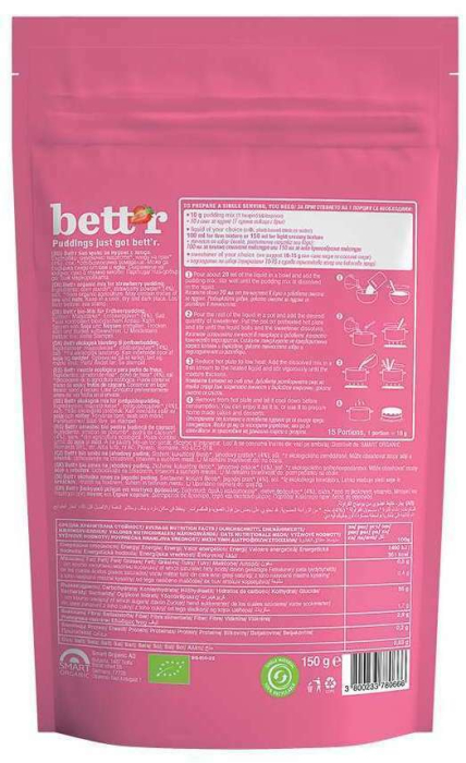 Mix pentru budincă cu căpșuni bio 150g Bettr [2]