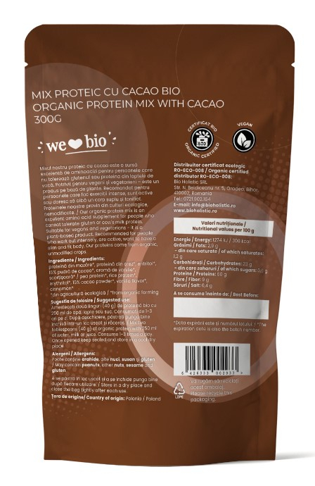 Mix proteic cu cacao bio 300 g Obio [2]