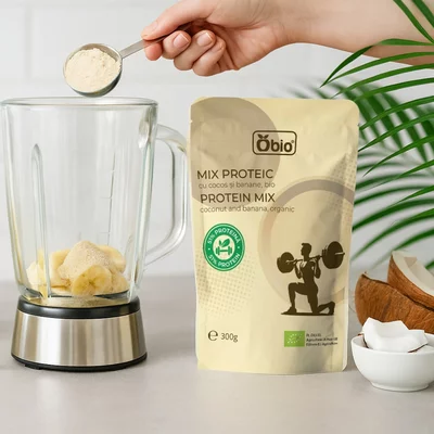 Mix proteic cu cocos și banane bio 300g Obio [7]