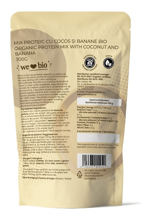 Mix proteic cu cocos și banane bio 300g Obio [2]