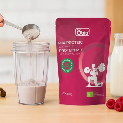 Mix proteic cu zmeură bio 300g Obio [7]