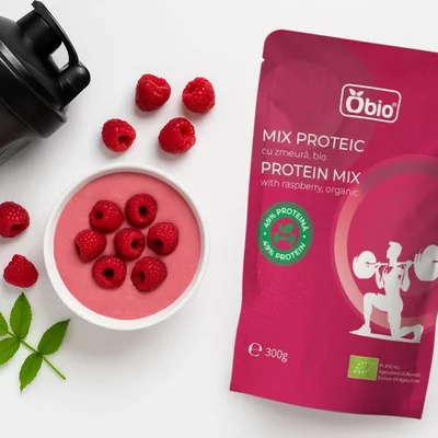 Mix proteic cu zmeură bio 300g Obio [6]