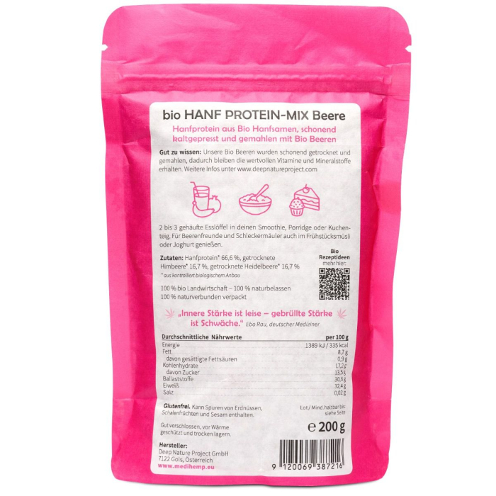 Mix proteic din cânepă cu fructe bio (30% proteine) 200g Medihemp [2]