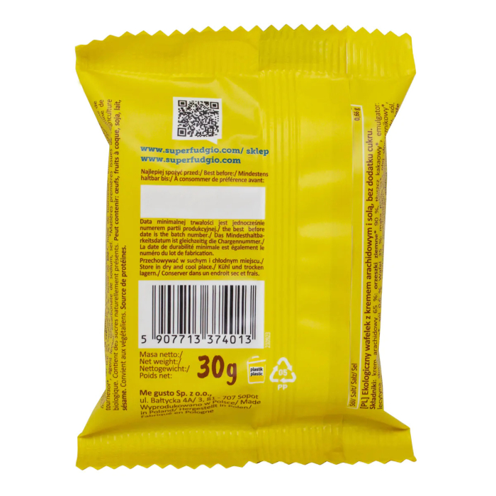 Napolitană cu unt de arahide bio 30g Super Fudgio [2]