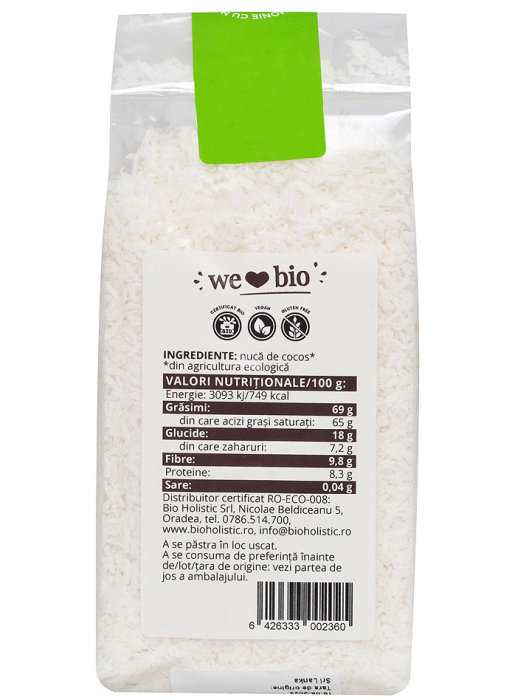 Nucă de cocos răzuită bio 200g Obio [2]