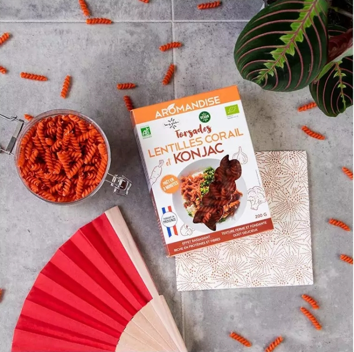 Paste fusilli din linte coral și konjac bio 200g Aromandise [3]
