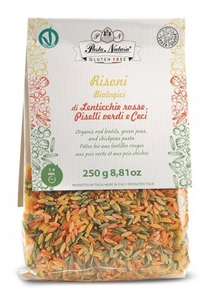 Paste Risoni tricolore cu mazăre, linte și năut bio 250g Pasta Natura [1]