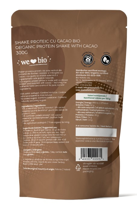 Shake proteic cu cacao bio 300 g Obio [2]
