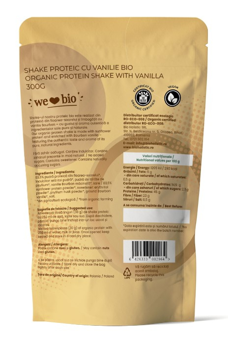 Shake proteic cu vanilie bio 300 g Obio [2]