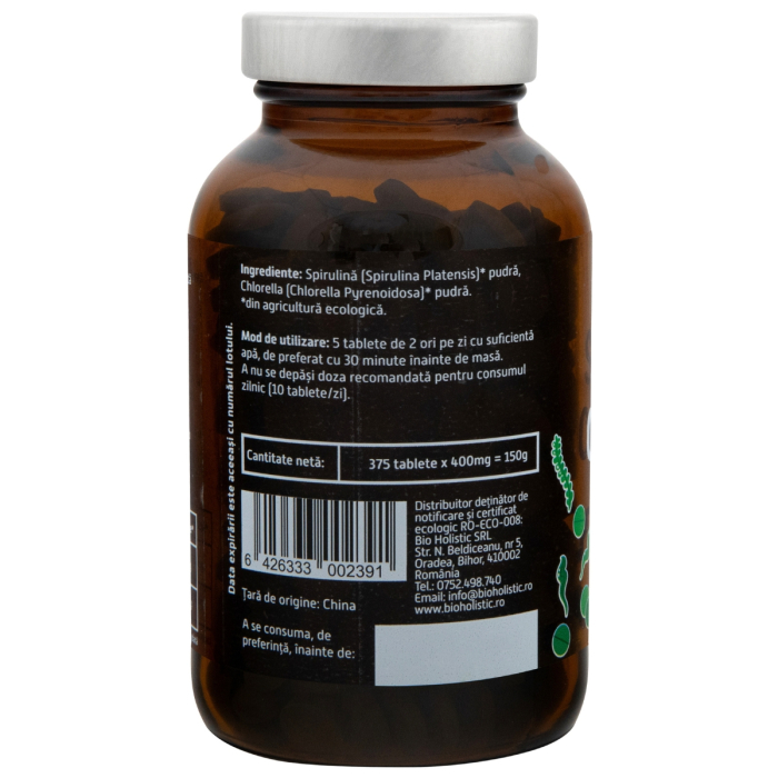 Spirulină și chlorella bio 375 tablete 150g Obio [2]