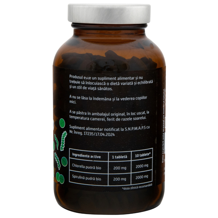 Spirulină și chlorella bio 375 tablete 150g Obio [3]