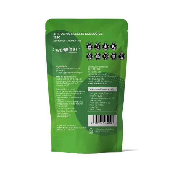 Spirulină tablete bio 125g Obio [2]