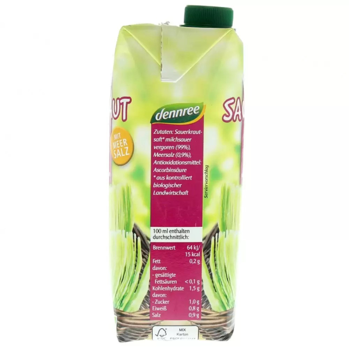 Suc de varză murată bio 500 ml Dennree [3]