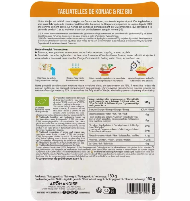 Tagliatelle din konjac bio 180g Aromandise [3]
