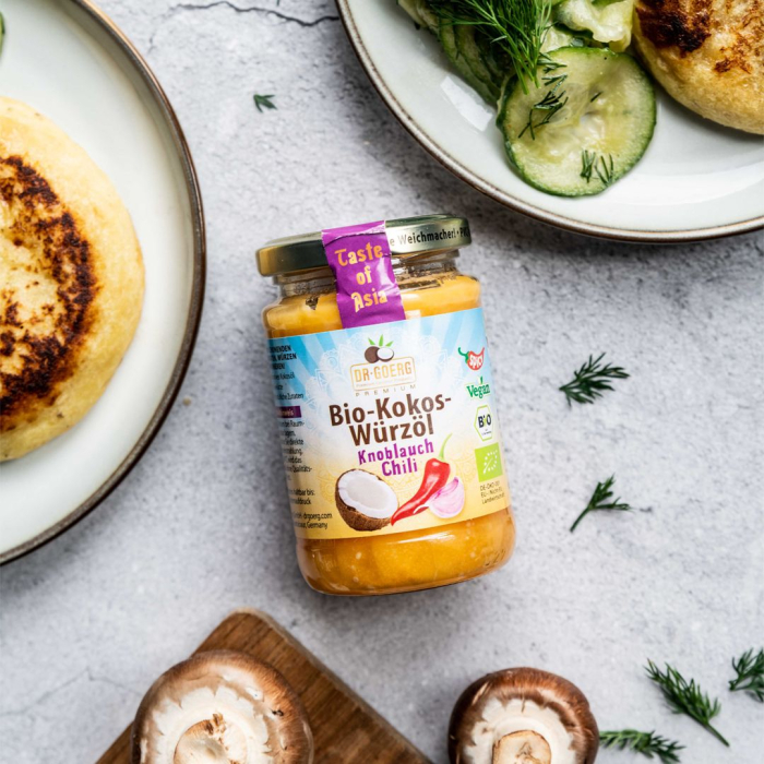 Ulei de cocos cu usturoi și chilli bio 190 ml Dr. Goerg [4]
