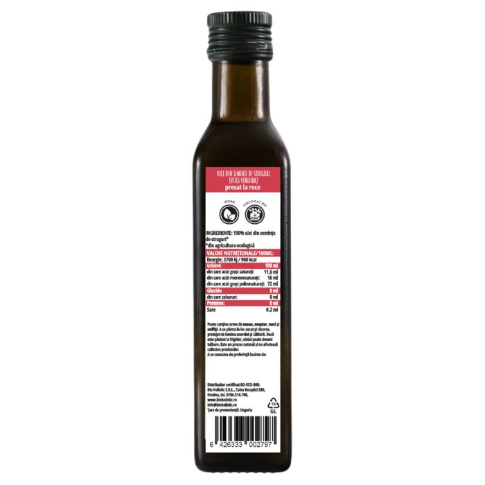 Ulei din semințe de struguri bio 250 ml Obio [2]
