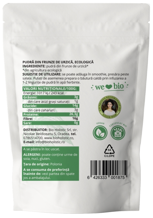 Urzică pudră bio 200g Obio [2]