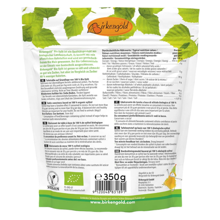 Xylitol din porumb bio 350 g Birkengold [2]