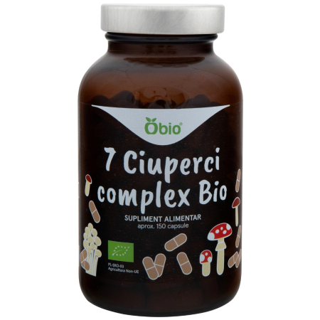Suplimente Certificate IBA si MS - 7 ciuperci complex bio 150 capsule 45 g Obio