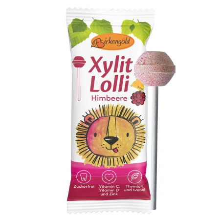 Produse Alimentare  Pentru Copii - Acadea cu zmeură îndulcită cu xylitol 6g Birkengold