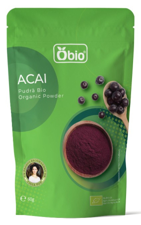 Pulberi și Superalimente - Acai pudră bio 60g Obio