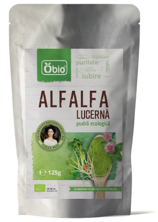 Pulberi și Superalimente - Alfalfa (lucernă) pudră bio 125g Obio