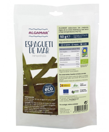 Alge de Mare și Derivate din Alge - Alge sea spaghetti bio 50g Algamar