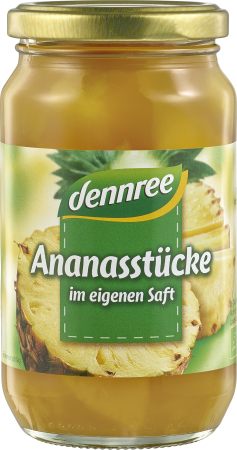 Conserve - Ananas bucăți în suc de ananas bio 350g Dennree