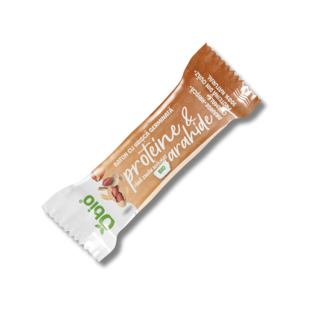 Gustări & Mic Dejun - Baton cu hrișcă germinată, proteine și arahide bio 35g Obio