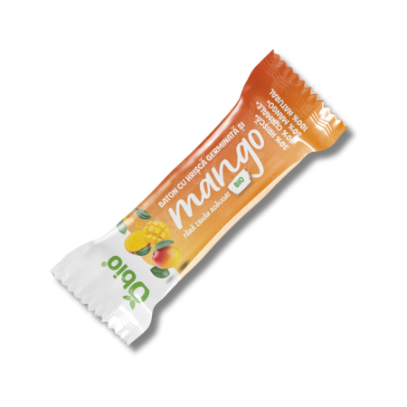 Gustări & Mic Dejun - Baton cu hrișcă germinată și mango bio 35g Obio