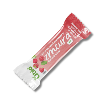 Gustări & Mic Dejun - Baton cu hrișcă germinată și zmeură bio 35g Obio