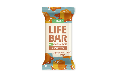 Gustări & Mic Dejun - Baton proteic de ovăz cu caramel sărat bio 40g Lifebar
