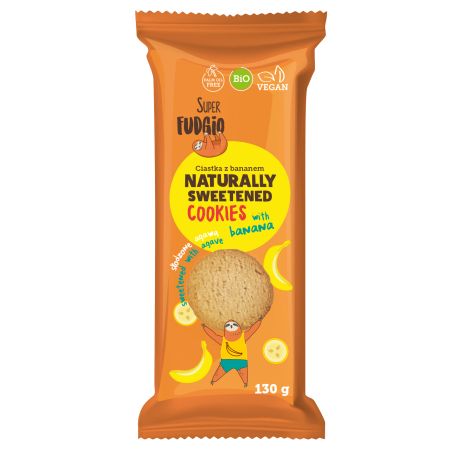 Produse Alimentare  Pentru Copii - Biscuiți cu banane îndulciți cu agave bio 130g Super Fudgio