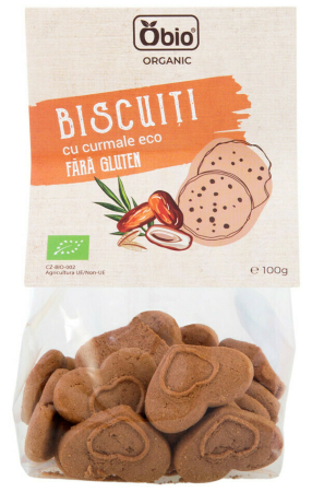 Gustări Dulci și Sărate - Biscuiți cu curmale bio 100g Obio