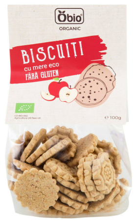 Gustări Dulci și Sărate - Biscuiți cu mere bio 100g Obio