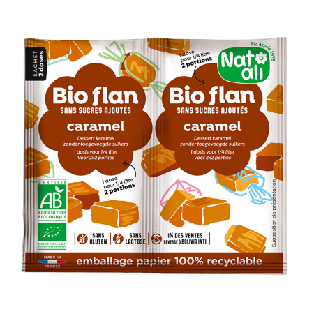 Ready To Eat, Semipreparate, Culturi - Budincă de caramel bio 2 bucăți x 5 g Nat-Ali