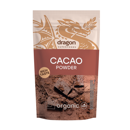 Pulberi și Superalimente - Cacao pudră bio 200g Dragon Superfoods