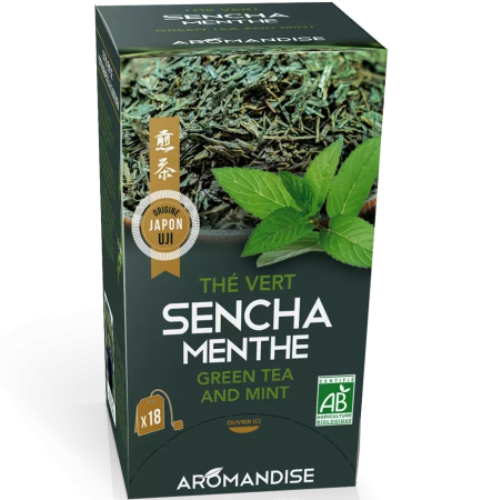 Băuturi - Ceai verde sencha cu mentă bio 18 dz x 2 g 36 g Aromandise