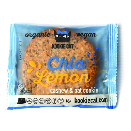 Gustări Dulci și Sărate - Cookie cu chia și lămâie bio 50g Kookie Cat