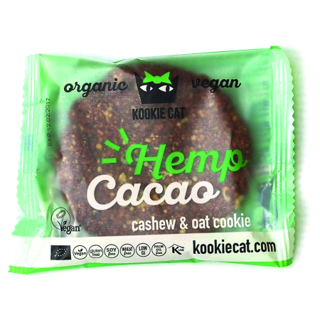 Gustări Dulci și Sărate - Cookie cu semințe de cânepă și cacao bio 50g Kookie Cat
