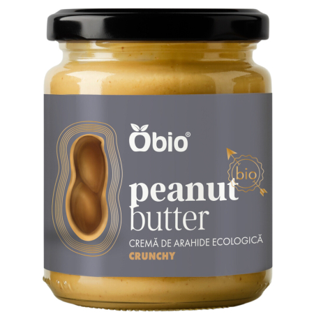 Creme - Cremă de arahide crunchy bio 250g Obio