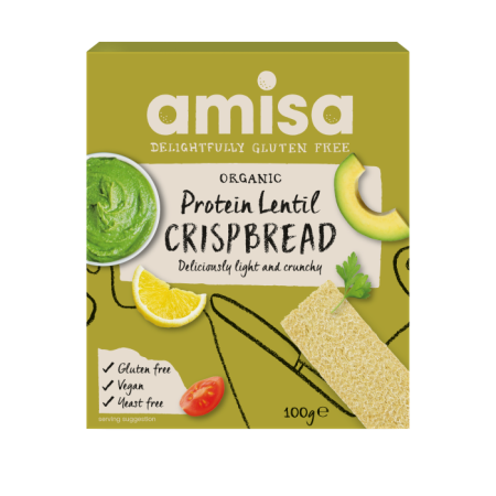Pâine și Crispbread - Crispbread proteic cu linte bio 100 g Amisa