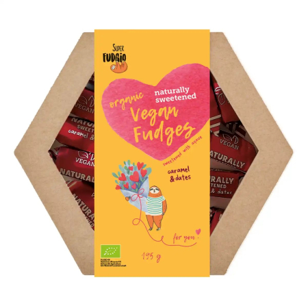 Produse Alimentare  Pentru Copii - Cutie cadou cu caramele - aromă caramel și curmale bio 195g Super Fudgio