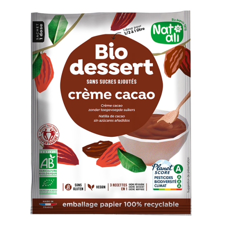 Ready To Eat, Semipreparate, Culturi - Desert cremă cu cacao bio 45g Nat-ali