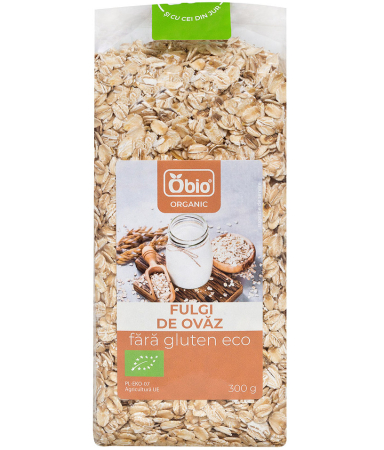 Gustări & Mic Dejun - Fulgi de ovăz fără gluten bio 300g Obio