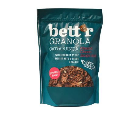 Porridge, Muesli și Cereale pentru Mic Dejun - Granola cu migdale și bucăți de ciocolată neagră bio 300g Bettr