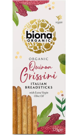Gustări Dulci și Sărate - Grisine cu quinoa și ulei de măsline bio 125g Biona