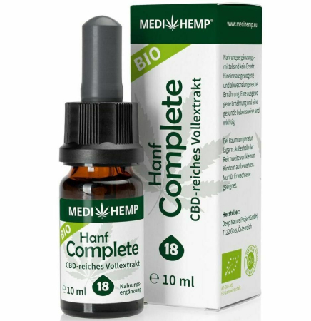 Suplimente CBD-CBG Notificate IBA - Hemp complete 18% CBD bio 10 ml Medihemp