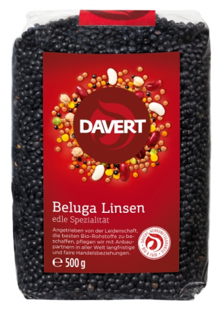 Semințe, Boabe, Cereale - Linte neagră beluga bio 500g Davert