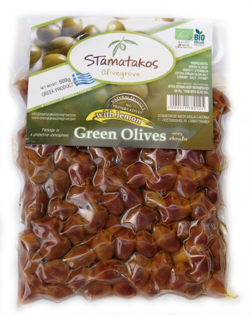 Măsline și Ulei de Măsline - Măsline verzi vidate bio 500g Stamatakos Olivegrove